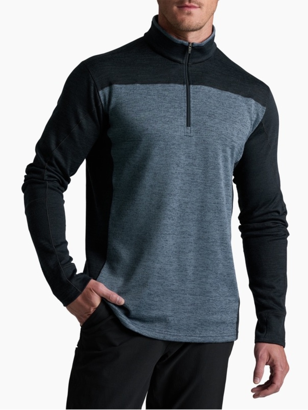 Kuhl Men's Ryzer Pullover Two-Tone Quarter-Zip‎ Grey & Black Size XL